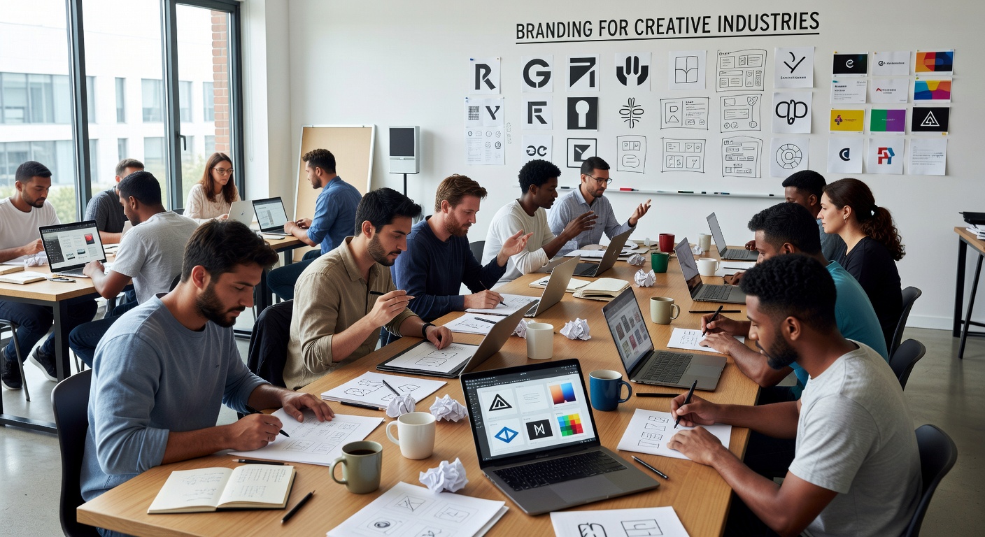 Diseñadores gráficos trabajando en estudio creativo